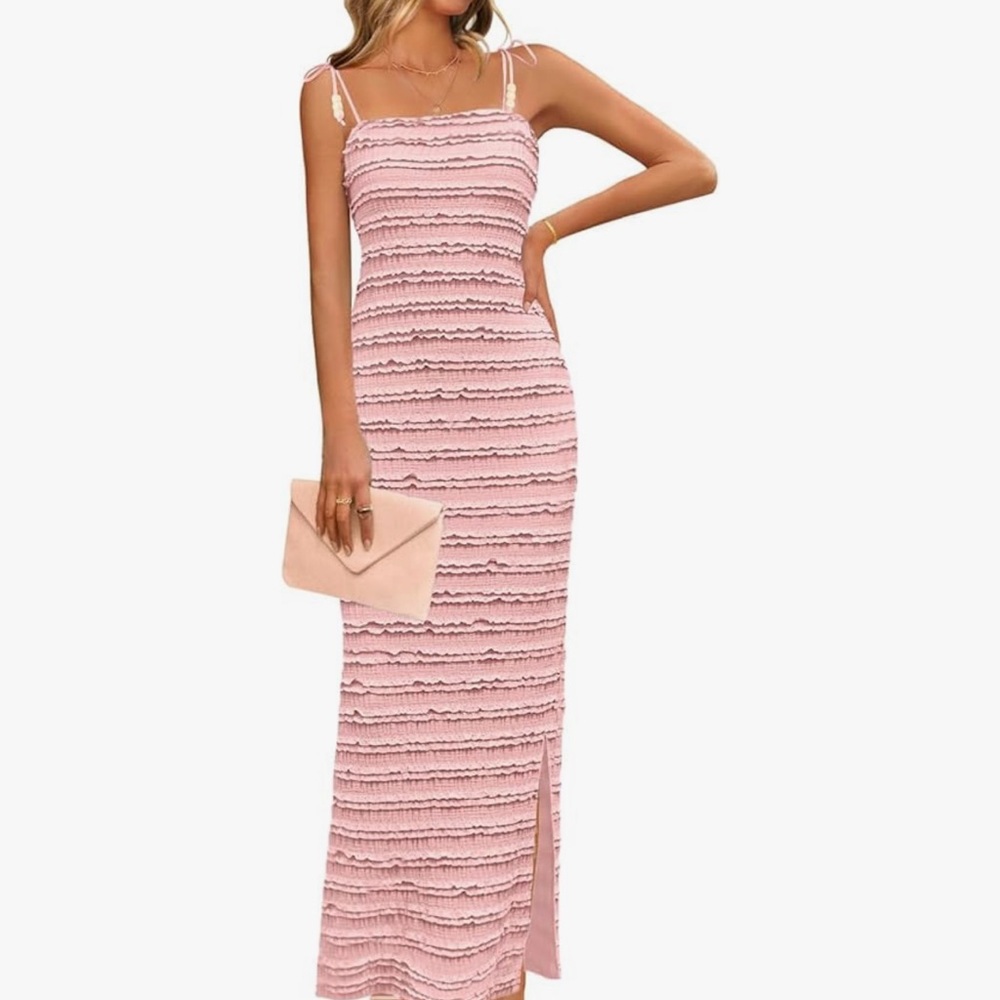 Chic Pink Textured Maxi Dress